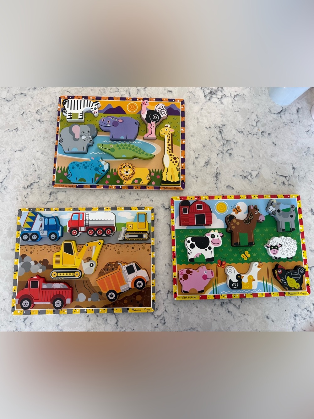 Melissa & Doug Kids Wooden Animal and Vehicle Puzzle Set - Multicolor